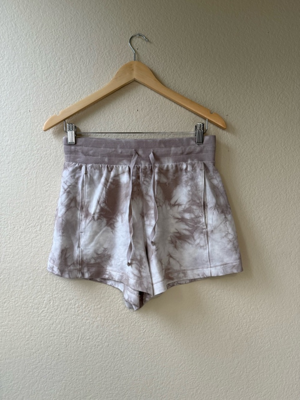 Target Women's Tie-Dye Lounge Shorts in Taupe and White